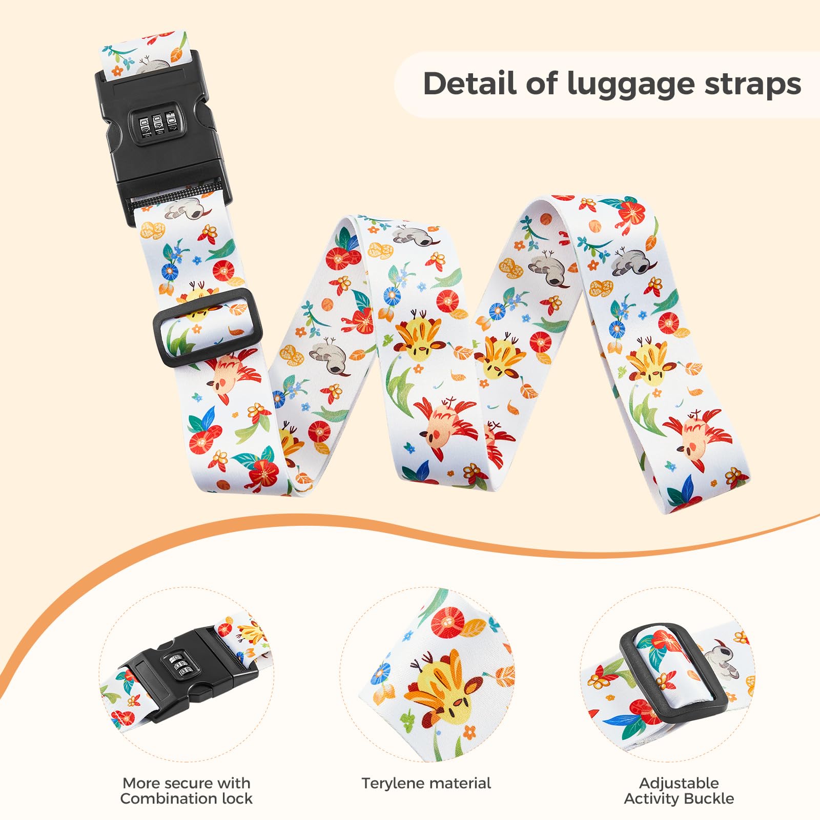 Lot 2 Sangles Valise Avec Code – 5x200 Cm, Serrure Combinaison, Reconnaissance Rapide Bagages