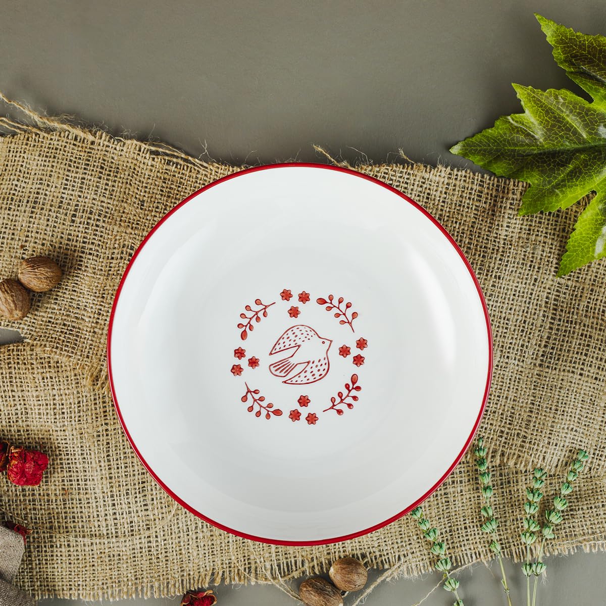 Aryıldız Red Bird Yemek Tabağı Renkli Porselen 20 cm
