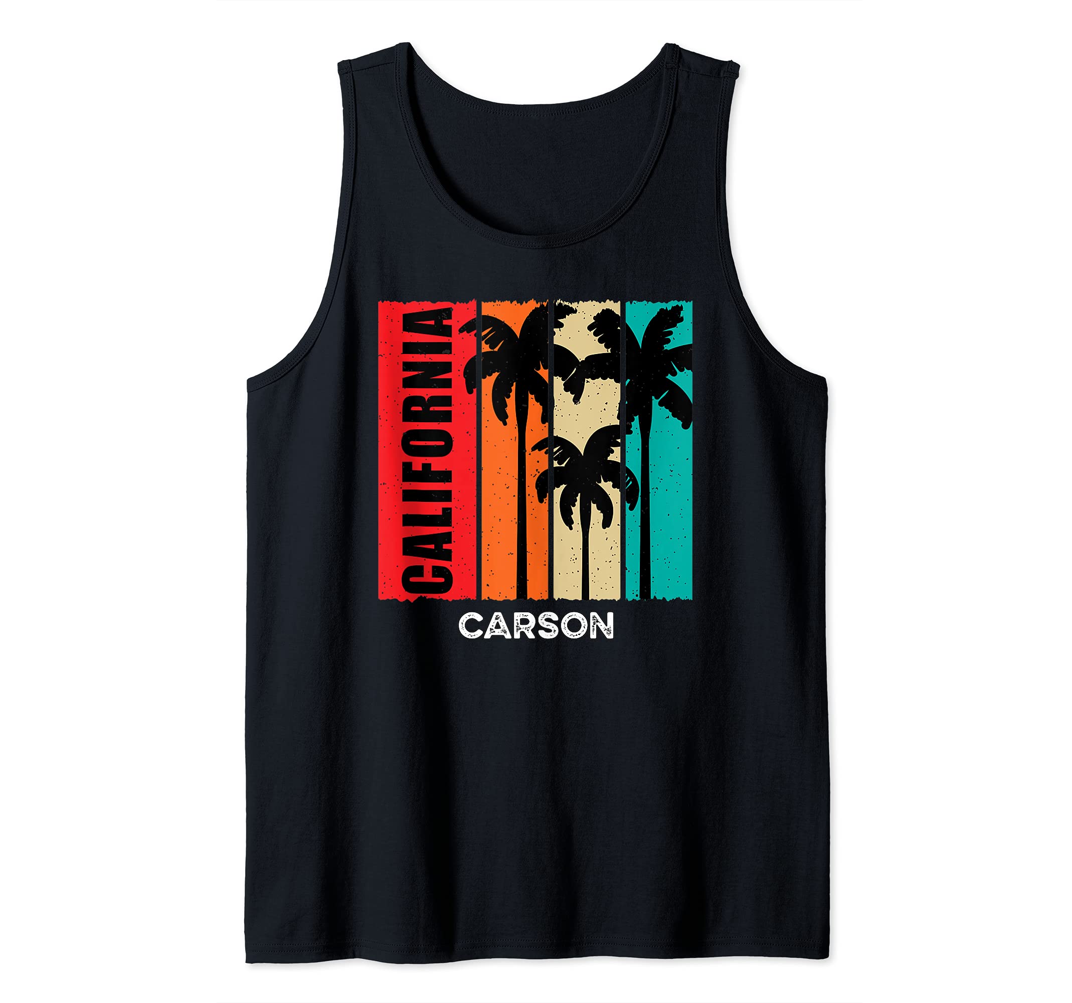 Vintage Retro Carson CA Tourist Native California State Tank Top, Black