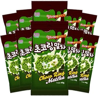 Chocolate Ring Matcha 1.4 oz 40 g Set of 10 Bags / Matcha Flavor, Great for Yogurt and Ice Topping! Serial Matcha Made in Korea
