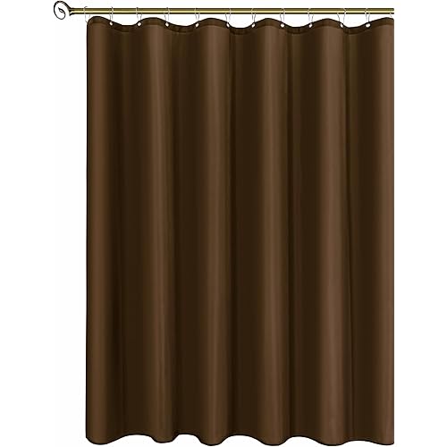 Biscaynebay Quality Fabric Shower Curtain Liner 72" by 72", Brown Water Resistant Bathroom Curtains, Rust Resistant Grommets Top Weighted Bottom Hem Machine Washable