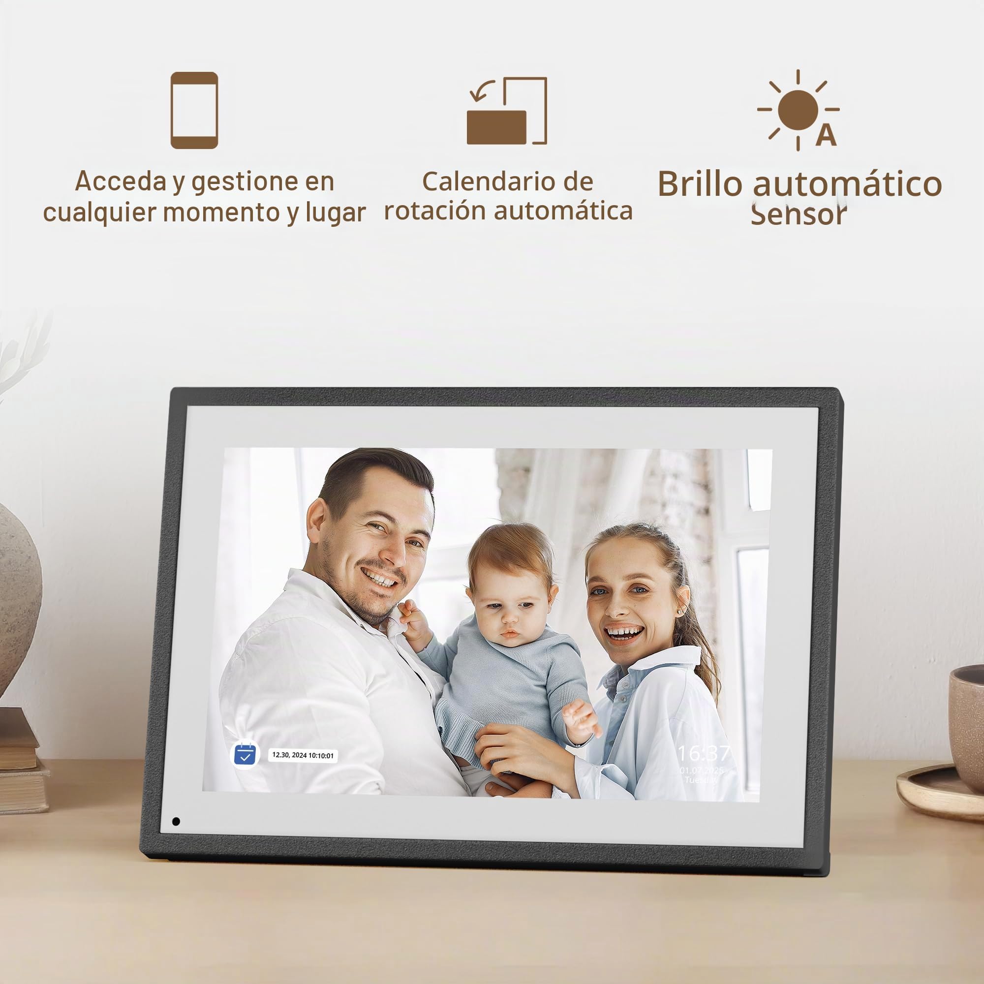 Dragon Touch Calendario Digital de Pared de 10,1 Pulgadas, Planificador de calendario electrónico con 32GB de Memoria, Calendario de Escritorio inteligente con Pantalla táctil, Negro