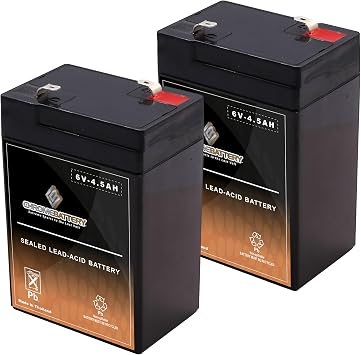 CB CHROMEBATTERY 6V 4.5AH Maintenance-Free Battery for Alarm Systems, Scooters, Toys, Emergency Lights, and More - Spade F1 Terminal - 2 Pack
