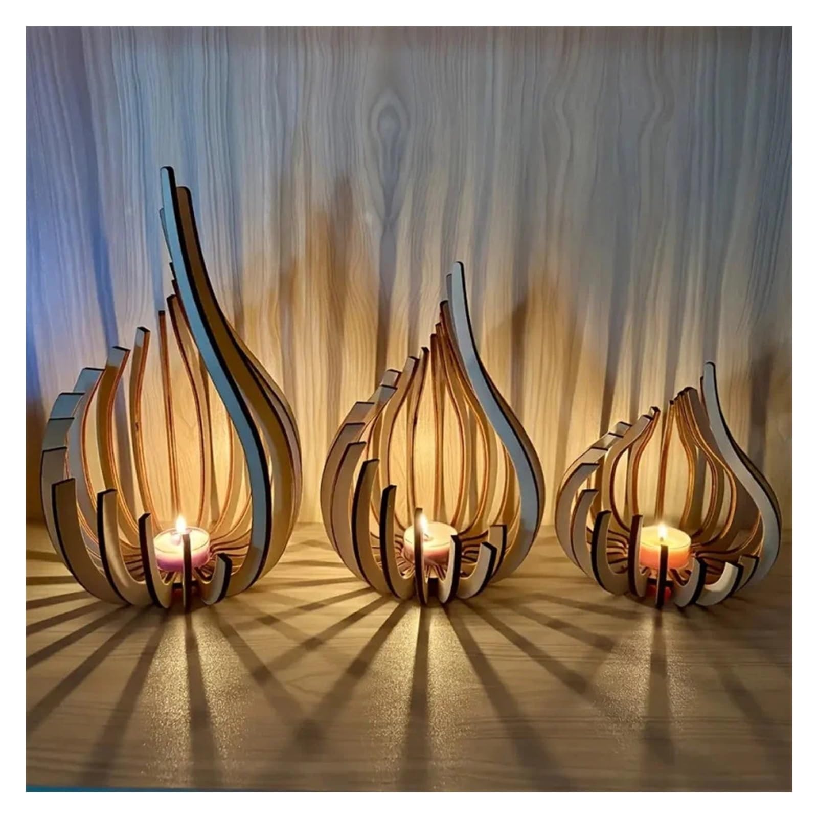 Portavelas de Madera Portavelas Hecho a Mano con Obras de Arte Madera. Decoración navideña/de Escritorio, decoración romántica for Cena a la luz Las Velas