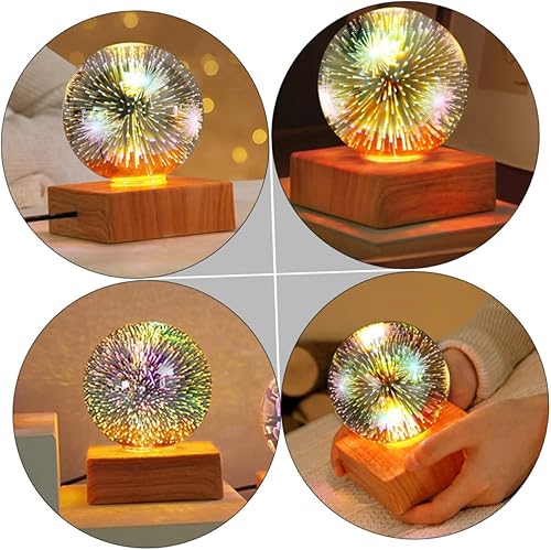 Miniatura 9 de Housoutil Luces nocturnas para decoración de cristales, proyector de luz para bola de vidrio, lámpara de mesa, luz nocturna con globo de vidrio,