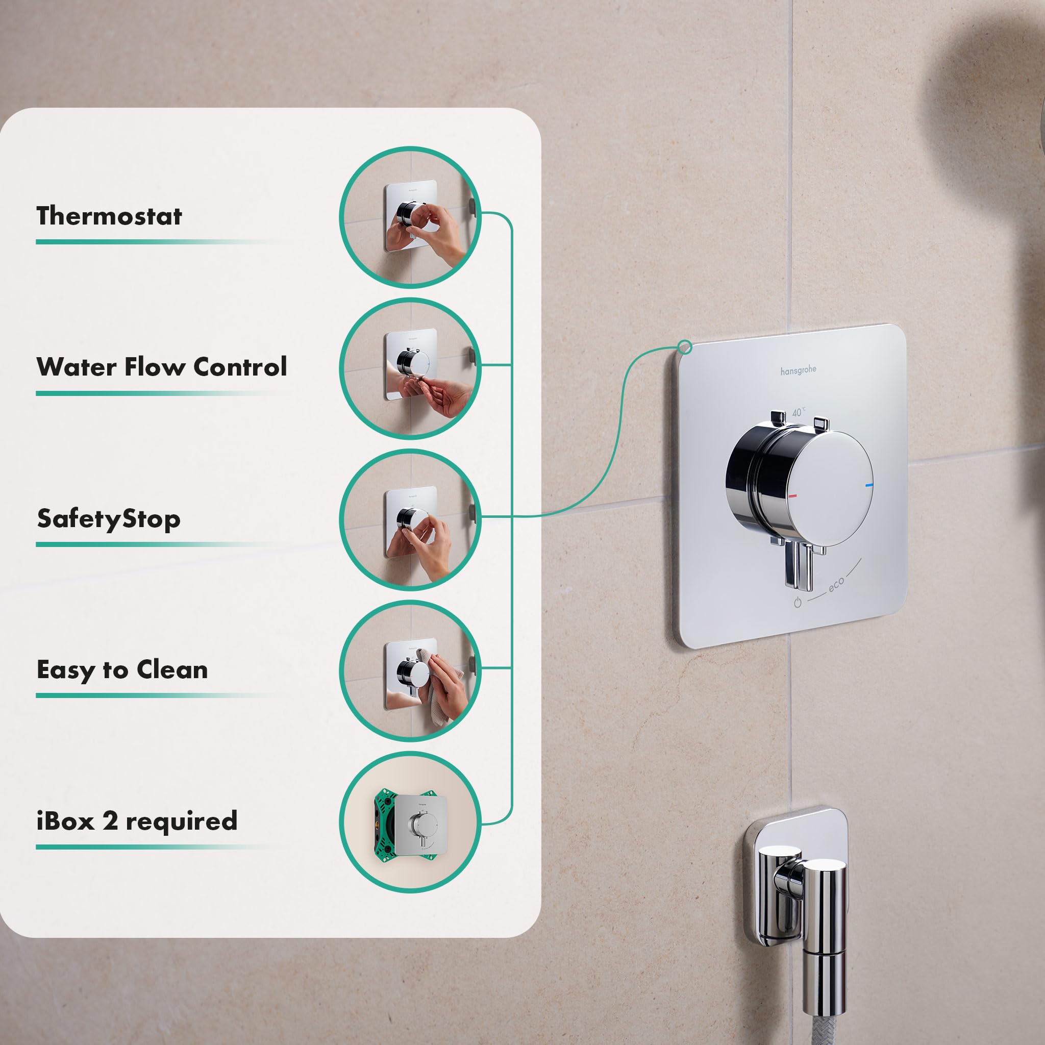 hansgrohe Ecostat Comfort Q - bateria termostatyczna podtynkowa, armatura łazienkowa z zabezpieczeniem przy 40 °C, termostat, kran do 1 odbiornika, chrom, 33712000
