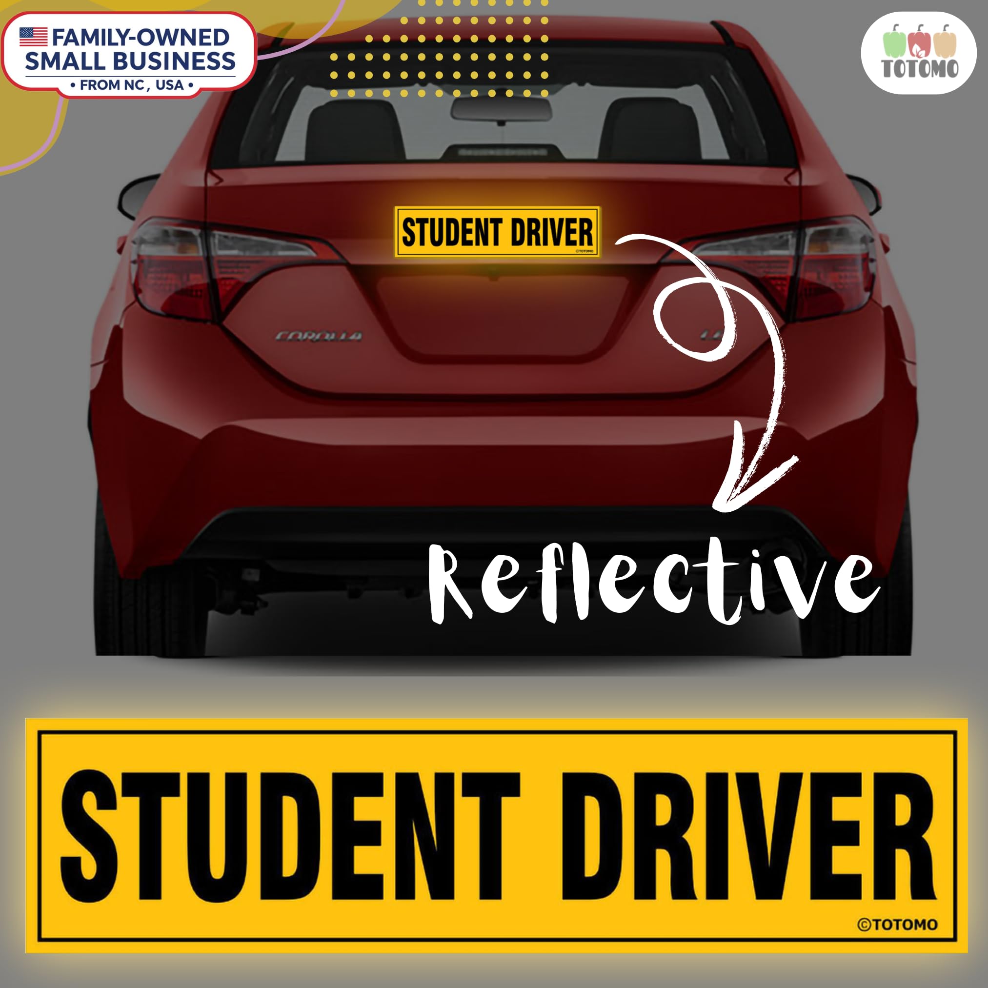 Snapklik.com : Student Driver Magnet For Car - Large 12"x3" Magnetic ...