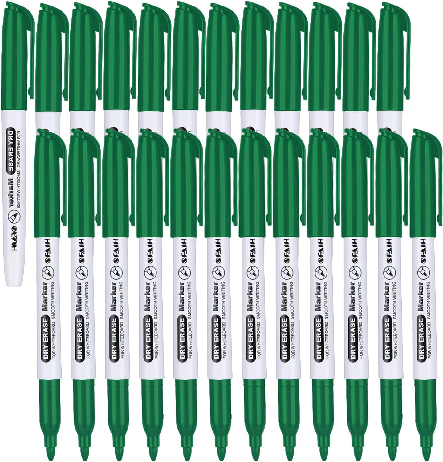 Marcadores de borrado en seco de punta fina, paquete de 24 marcadores borrables de pizarra blanca verde a granel para niños y adultos, ideales para aula, escuela, oficina, uso doméstico en pizarra, no