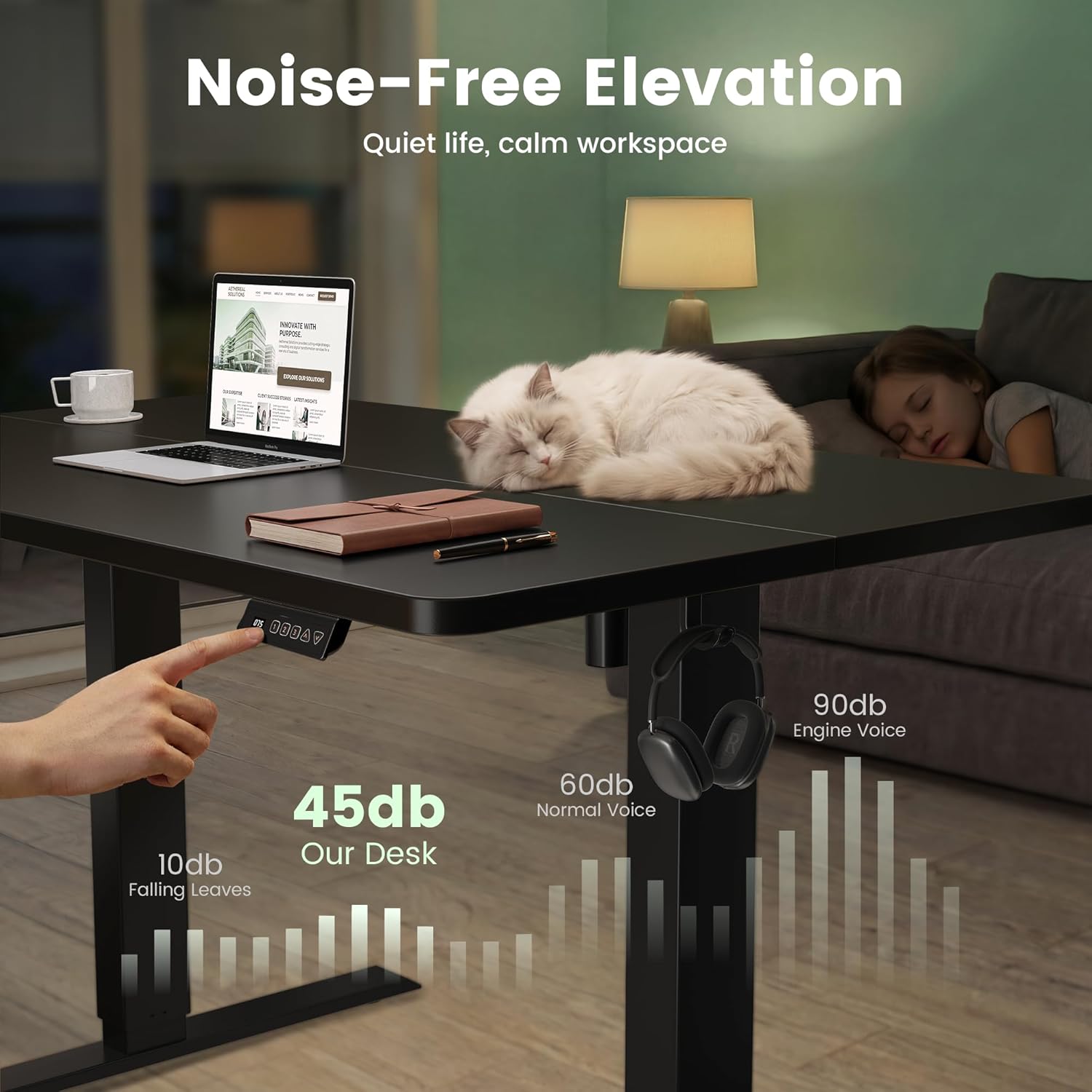 CubiCubi 55 x 24 Standing Desk, Height Adjustable Electric Computer Desk, Sit Stand up Home Office Workstations, Black