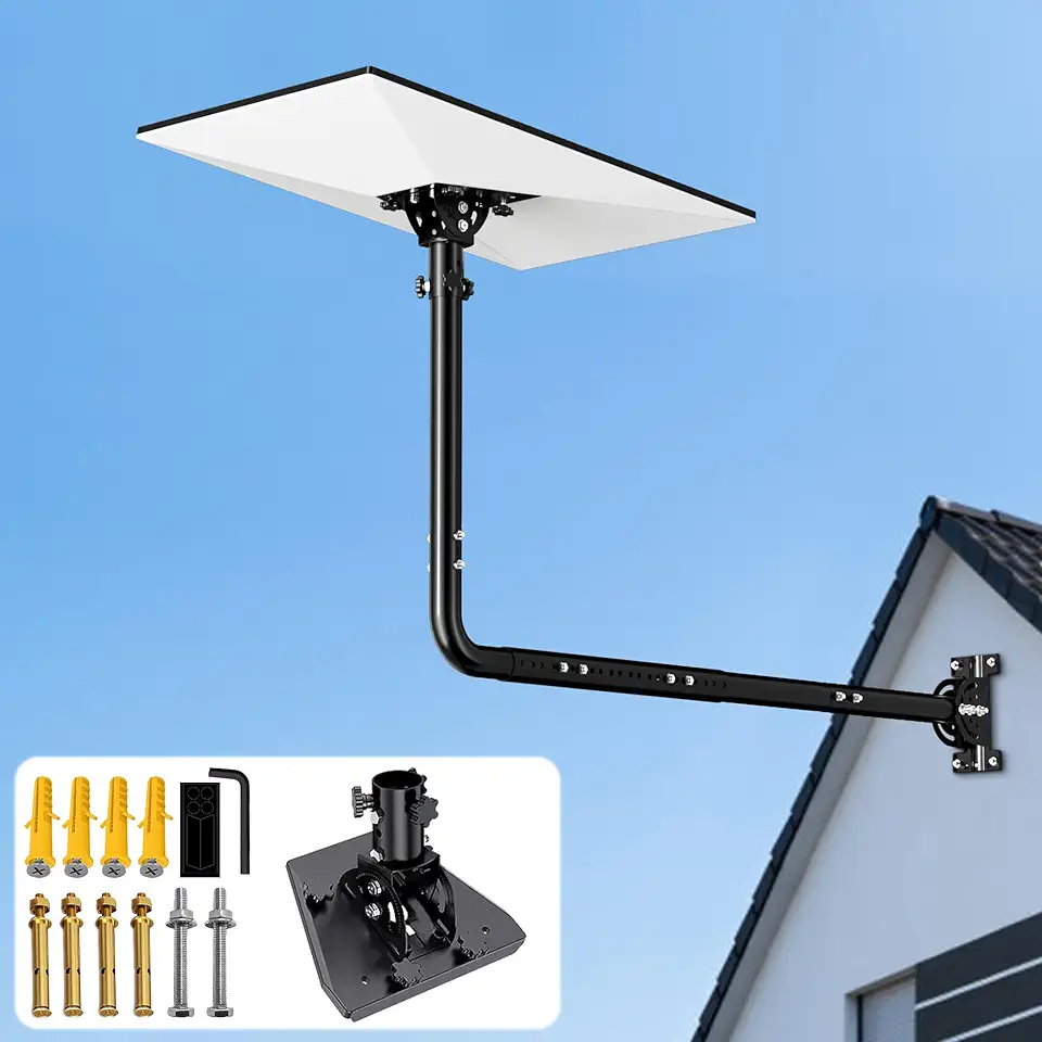 Suporte de parede Starlink Gen 3, comprimento ajustável (76.2 cm - 106.7 cm) e inclinação de 160° para melhor sinal, kit de montagem de telhado/parede Starlink - compatível com prato Starlink Standard