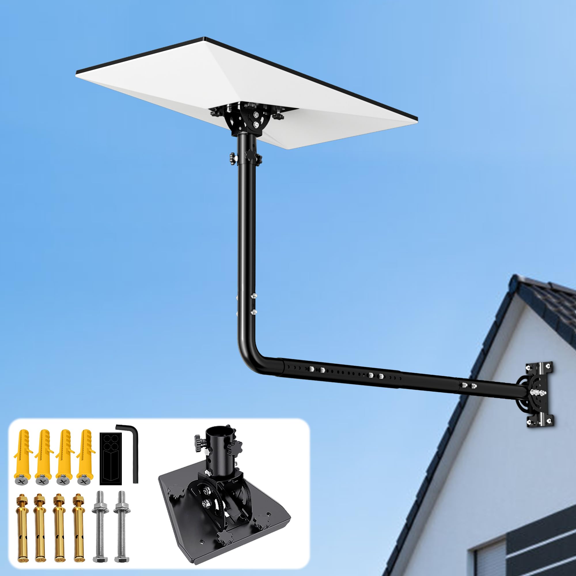 Starlink Gen 3 Long Wall Mount, Include Aluminum Alloy Gen 3 Pipe Adapter, Adjustable Tilt 160 Degree for Better Signal, Starlink Internet Kit Satellite Pole Mounting Kit