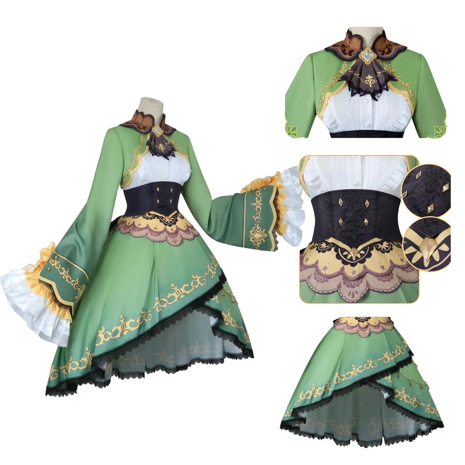 Cosplay Anime Hombre Mujer Adulto Halloween Comic Con Uniforme Roles | Conjunto completo – Incluye chaqueta verde con cierre, pantalón a juego y corbata. Todo lo necesario para un cosplay