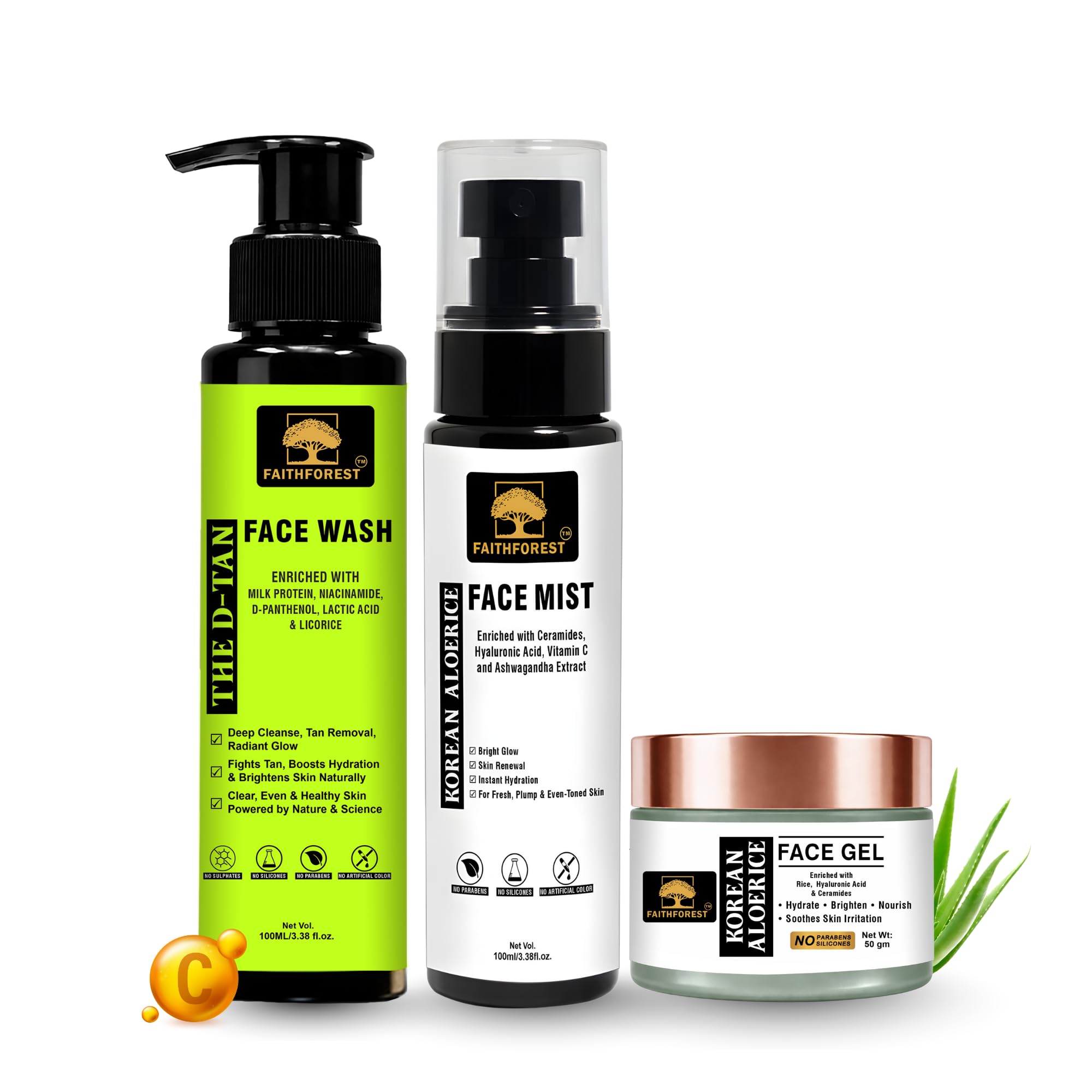 FathForest Glow Magic Combo: Face Wash, Mist & Gel Set with Niacinamide, Hyaluronic Acid & Licorice for Tan Removal, Brightening & Hydration, for Clear & Radiant Skin, Paraben & Colorant Free-image-47