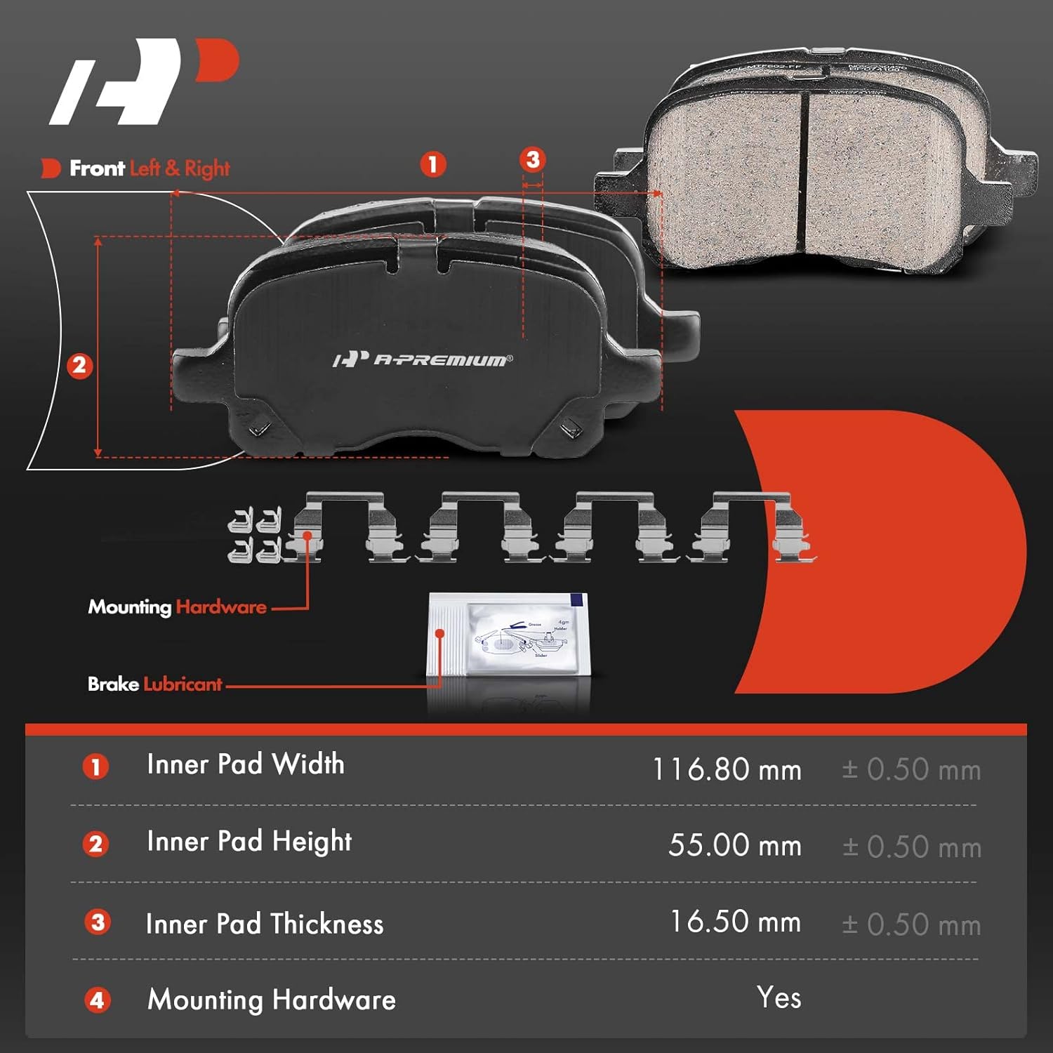 A-Premium Front Ceramic Brake Pads Set Compatible with Toyota Corolla 1998-2002 & Chevrolet Prizm 1998-2002 4-Pack