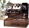 Night Stand Organizer - Wooden Phone Docking Station Drawer,Desk Organizer Phone Docking Station for Husband Dad Men Birthday