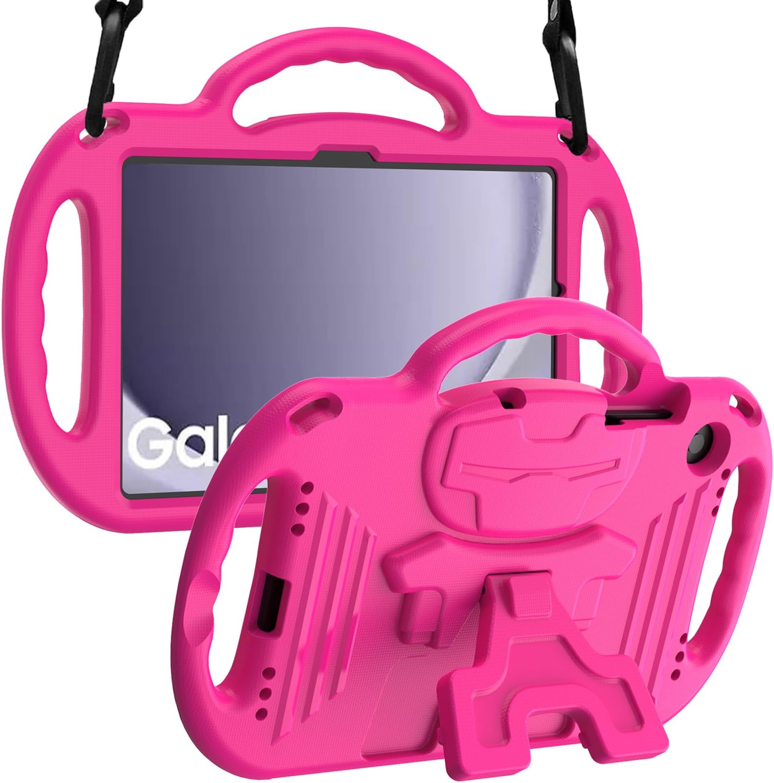 LTROP Case for Samsung Galaxy Tab A11 Plus 2025 / A9 Plus 2023 11 Inch with Shoulder Strap Handle & Kickstand, Shockproof Bumper Case for Galaxy Tab A11+ 2025 / A9+ 11" - Hot Pink