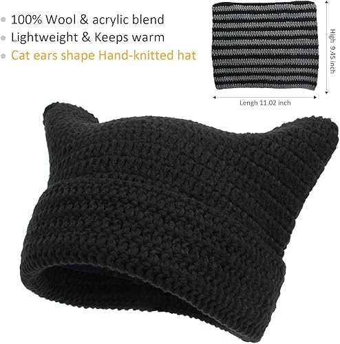 Miniatura 2 de Gorro de invierno cálido para mujer, gorro de punto suave para mujer, gorro de gato para mujer, gorro de zorro para mujer, gorros holgados para mujer