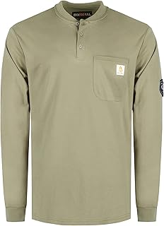 BOCOMAL FR Shirts Flame Resistant Shirt 5.5oz 100% Cotton Light Weight CAT2 Fire Retardant Henley Shirts