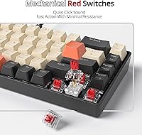 Vista 2 de Teclado para juegos 60% con cable, teclado mecánico portátil de 68 teclas, mini teclado compacto con interruptor rojo retroiluminado RGB, teclas PBT