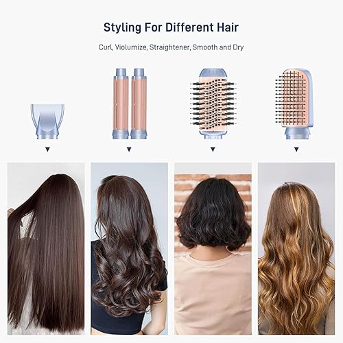 Miniatura 4 de 5 in 1 Hot Air Multi-Styler Professional Hair Wrap Styler Set with Air Curlers, Hair Dryer Brush, Straightener, Concentrator for Fast Drying Curling