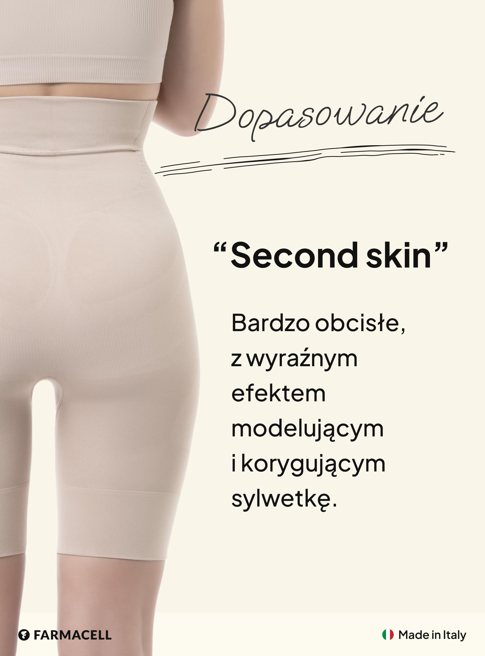 Farmacell Krótkie Szorty Modelujące Damskie, Kontrolą Brzucha, Push-Up, Made in Italy, 602