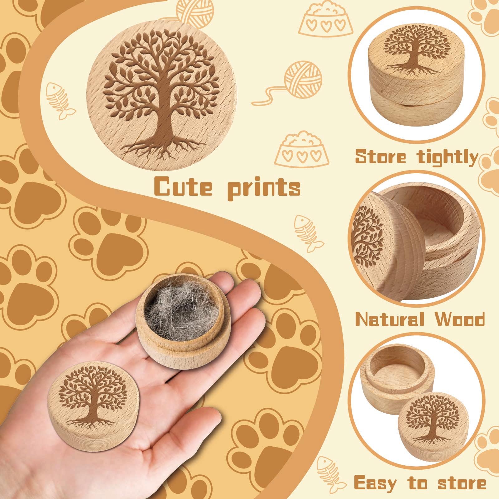 CREATCABIN Tree of Life Wooden Keepsake Box Wood Urns Cremation Pet Urns Mini Case Container Memorial Remembrance Sympathy for Storing Dogs Hair Teeth Nails Bone Ashes Pet Lovers 1.96×1.57 inch - Image 3