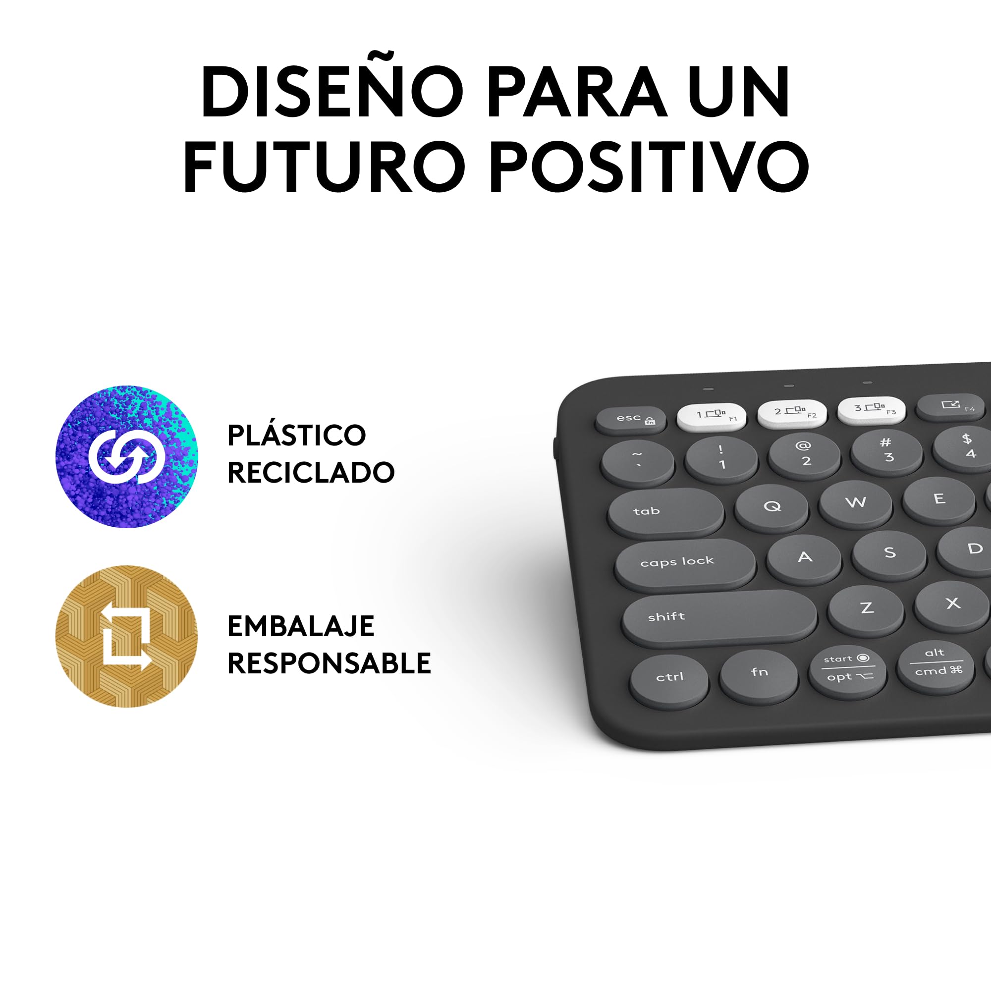 Logitech Pebble Keys 2 K380s, Teclado Bluetooth multidispositivo, accesos directos, estilizado y portátil, Easy-Switch, Windows, macOS, iPadOS, Android, ChromeOS, Disposición QWERTY Españo - Grafito