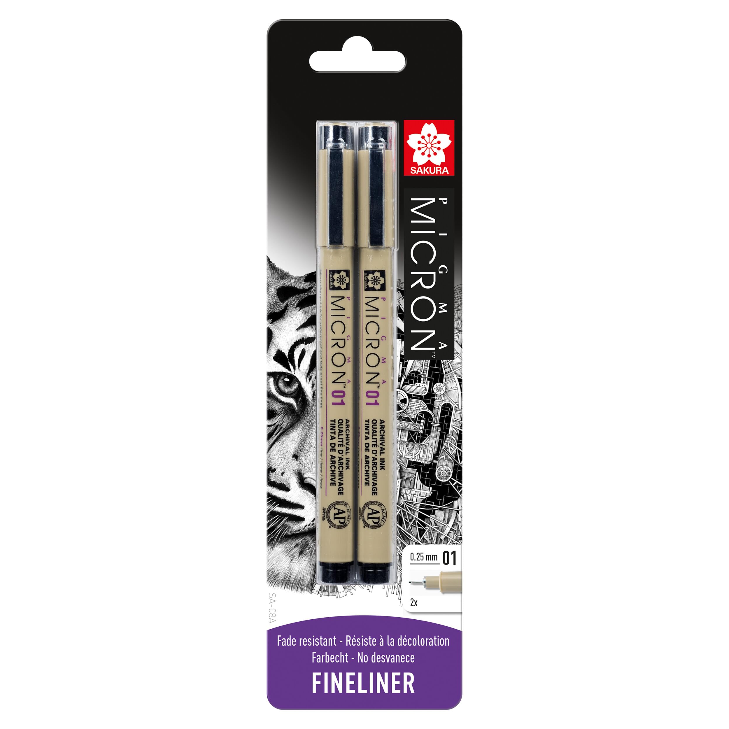 Sakura Black 1 Pigma Micron - Pack of 2