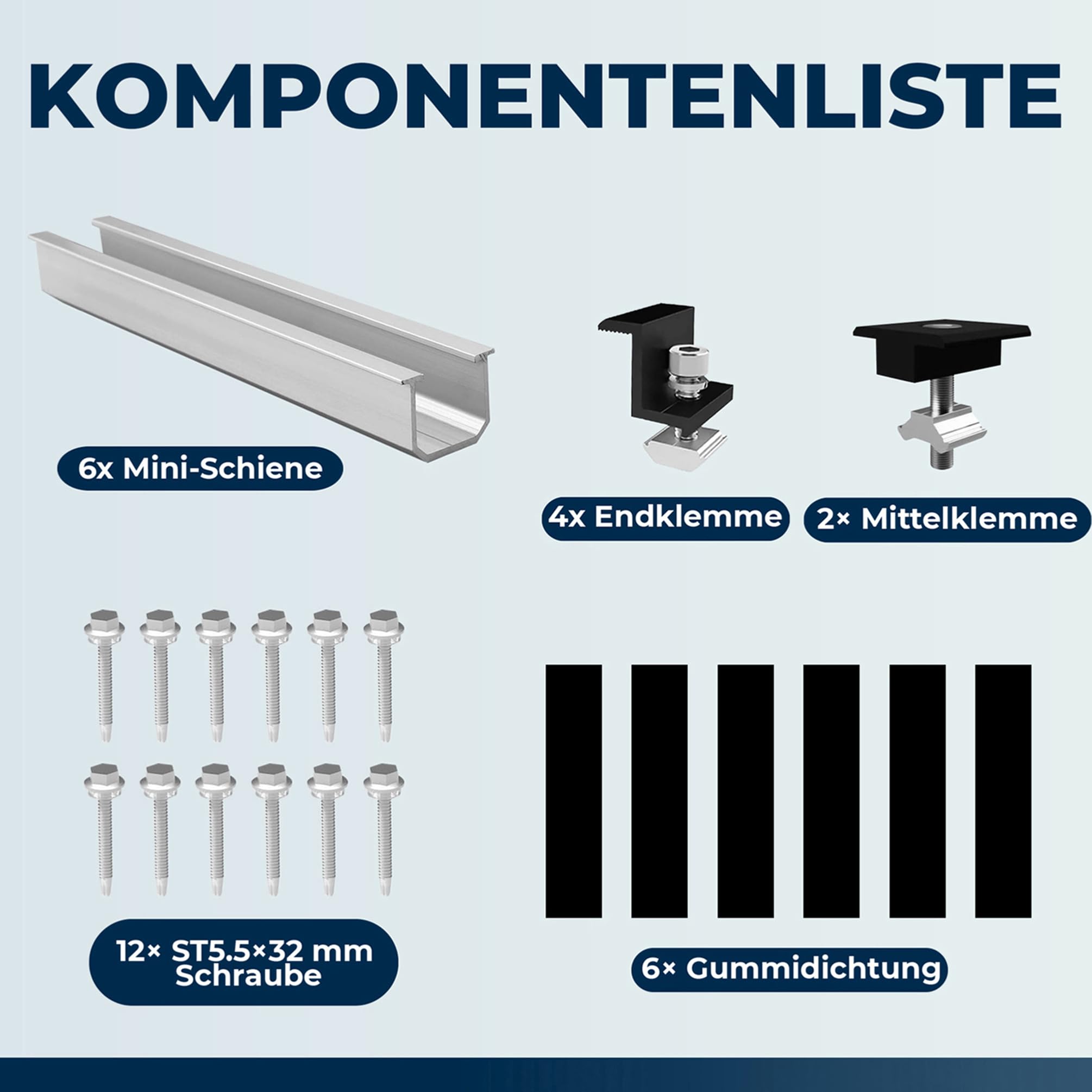 Solarpanel Halterung Metalldach [Verstellbar & Korrosionsbeständig] – Solarmodul Halterung Flachdach mit 12cm Schienen (Einfache Installation & Wasserdicht) - Flachdachhalterung Solar