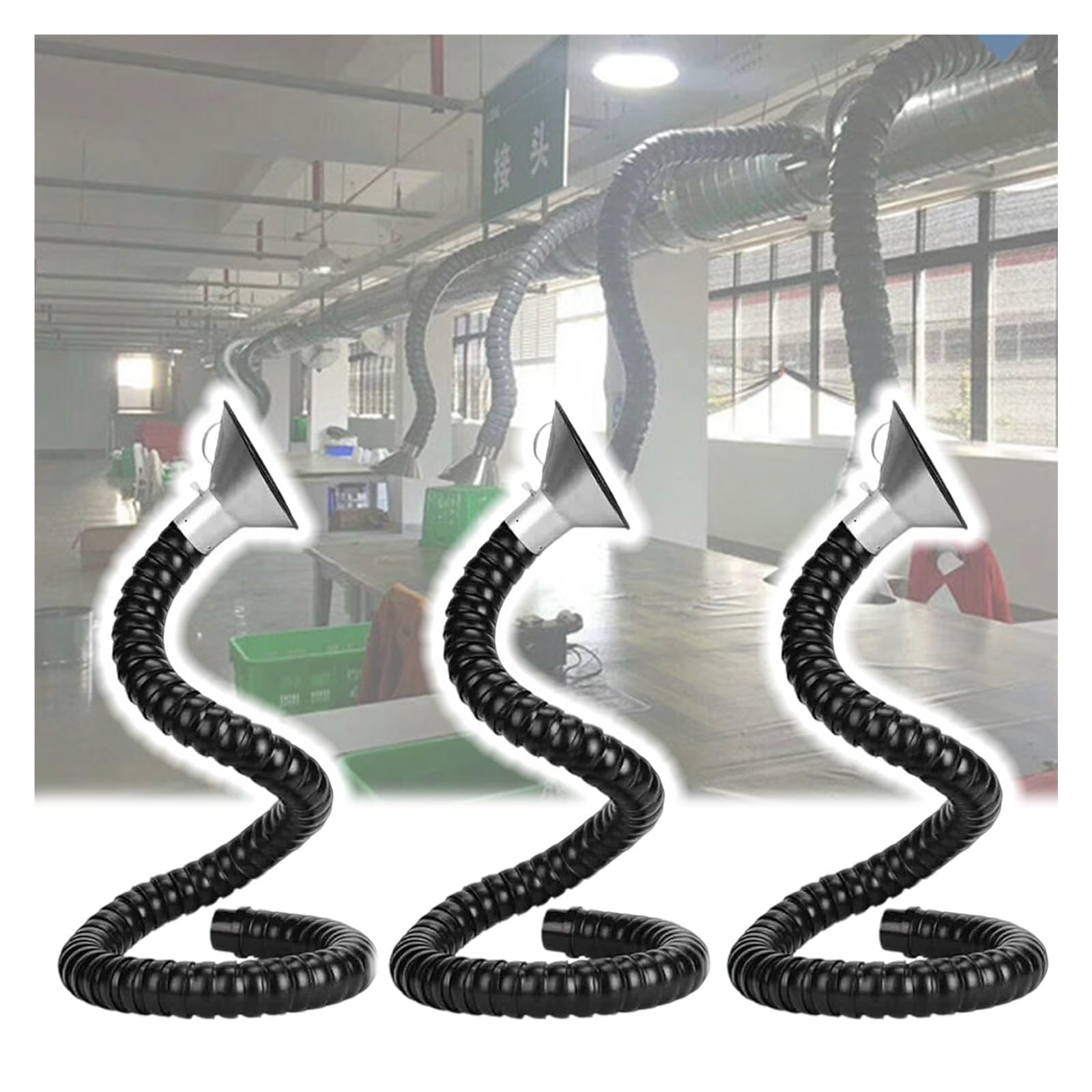 Ramię oddymiające, 1 metr elastyczny kanał - spawany odciąg dymu 160 mm, odpowiedni do systemów ogrzewania, wentylacji i klimatyzacji, obróbki drewna i laboratoriów