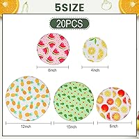 Vista 2 de 20 fundas para tazones de estilo veraniego, reutilizables, de tela, elásticas, para almacenamiento, tapas elásticas para recipientes, frutas