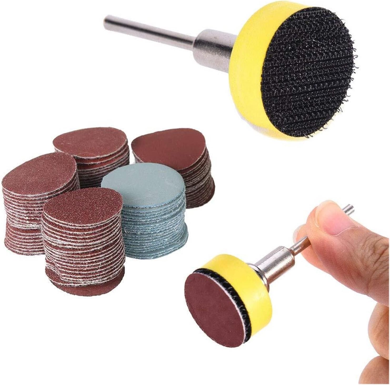 Wood Metal Polishing Sandpaper 100 1"/25mm Sanding Pads Sander Disk Kit With 1/8" Shank Abrasive Polishing Pads For Rotating Tools