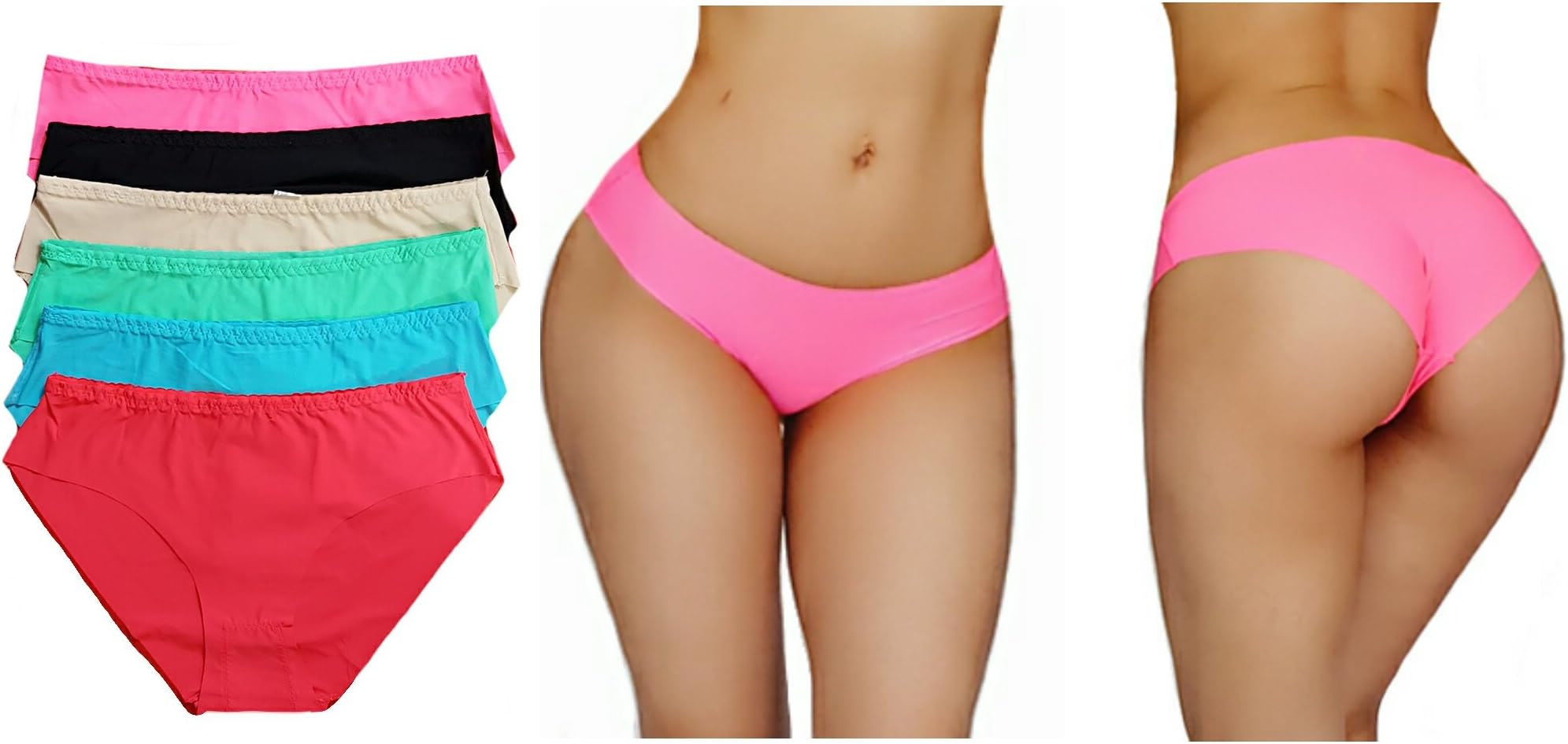 oki doki Seamless Laser Brazilian Cut Tanga Panties Pack Of 6.