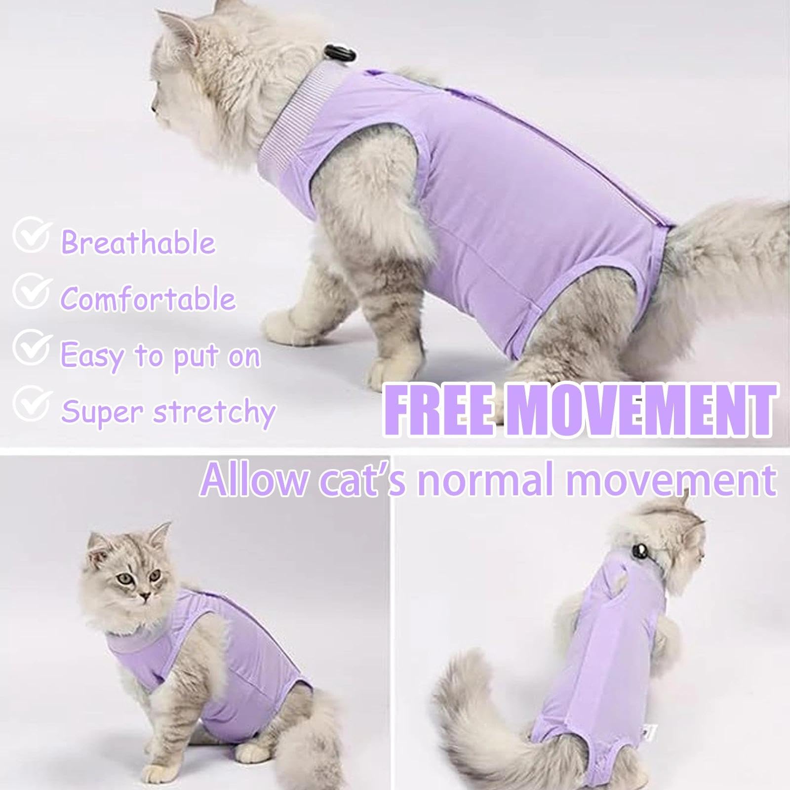 2PCS Gilet de Récupération de Chat,Body Chat Post Opératoire Stérilisation, Combinaison de Récupération pour Chat Anti Léchage， Protection Post-Chirurgie, Contre Les Maladies de Peau -Violet + Bleu(M)