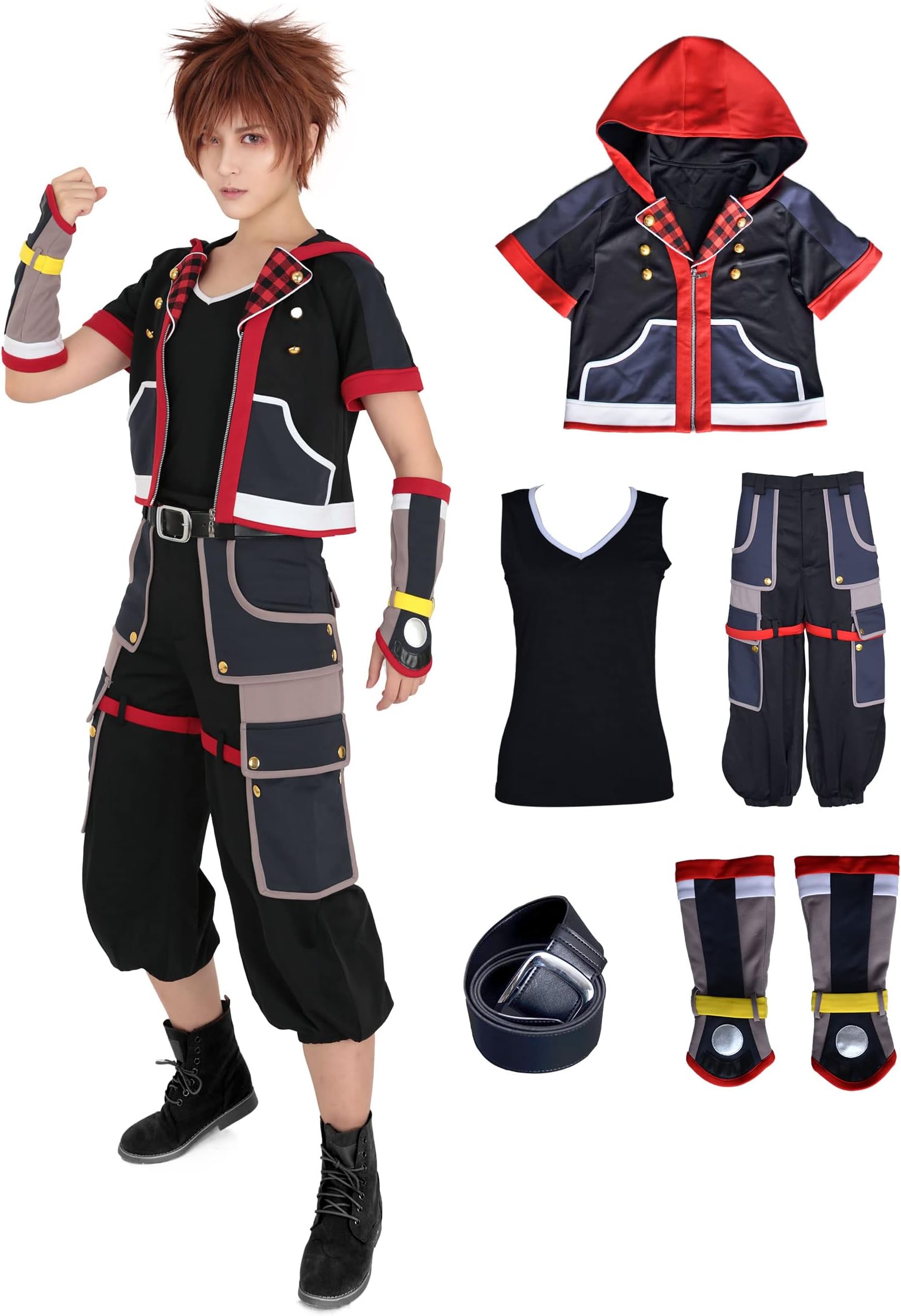 Men's Hearts Cosplay Costume Halloween Outfit Jacket Pants Belt