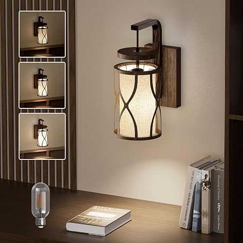 Miniatura 15 de N01 Apliques de Pared Enchufables Regulables Colgantes Bohemios de Ratán Lámpara de Pared Rústica Sin Escalones Aplique de Pared Tejido Lámpara