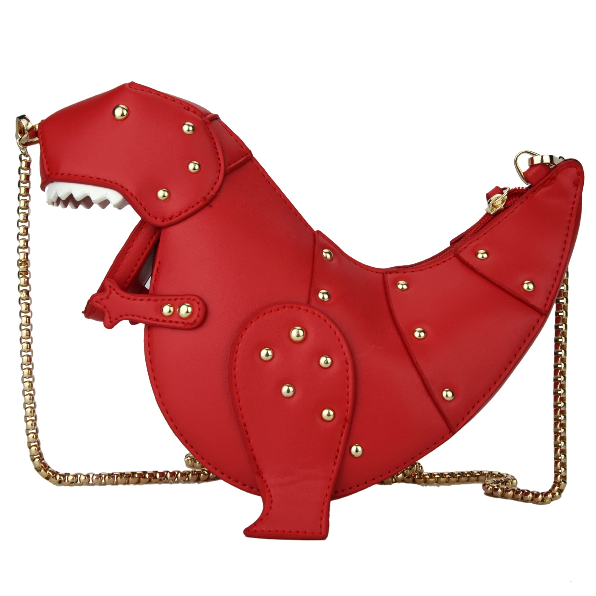 Ondeam Dinosaur Shoulder Purses,PU Rivet Tyrannosaurus Rex CrossBody Bag for Girl Women