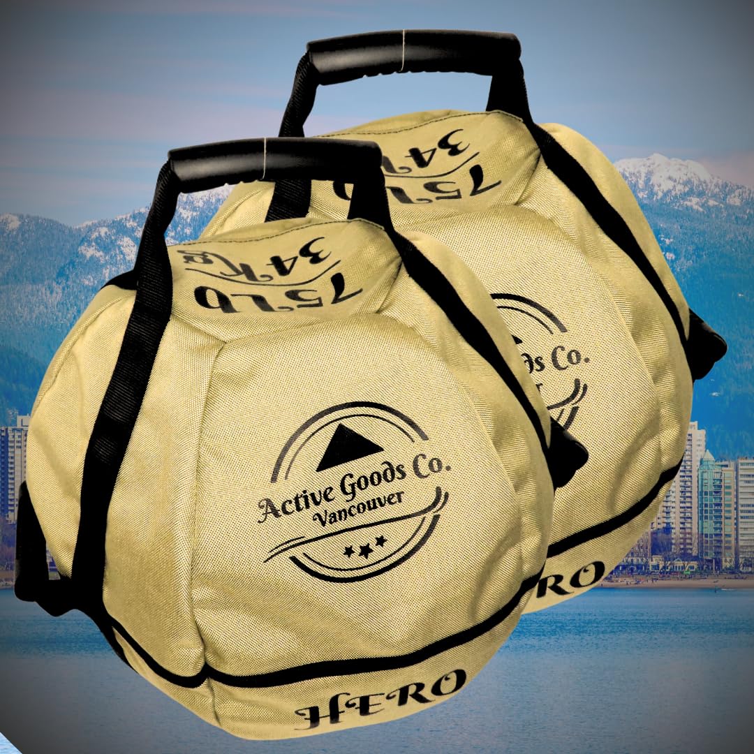 ActiveGoodsCo. Kettlebell Sandbag for fitness workout, different sizes 11Lb to 75lb. Click to see more options. (2Pack 75Lb Kettlebell Sandbag without weight), May vary