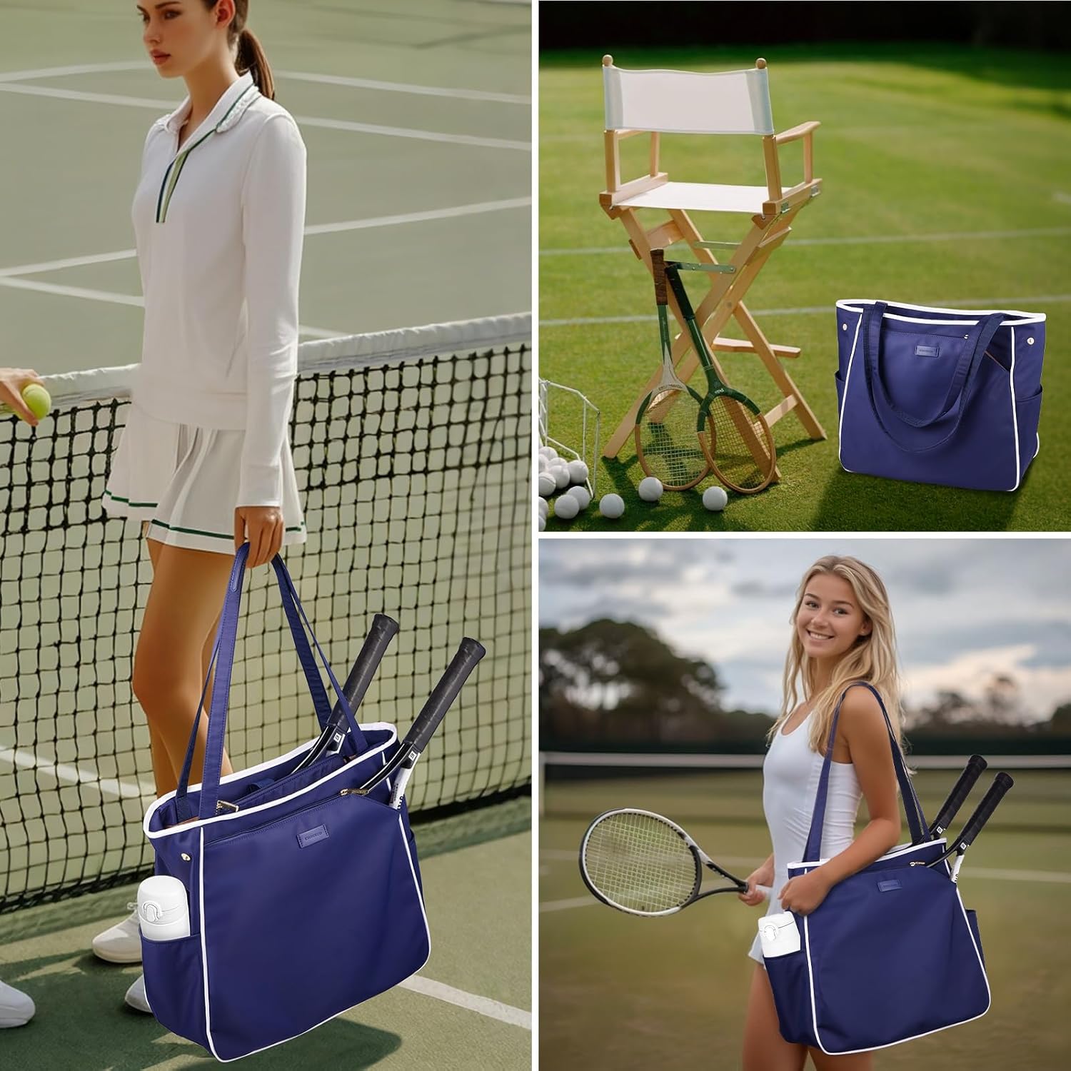 CHICECO Tennis Tote Bag for Women, Large Tennis Racket Bag, tennis bag 2 rackets,Pickleball Bag,Padel Bag