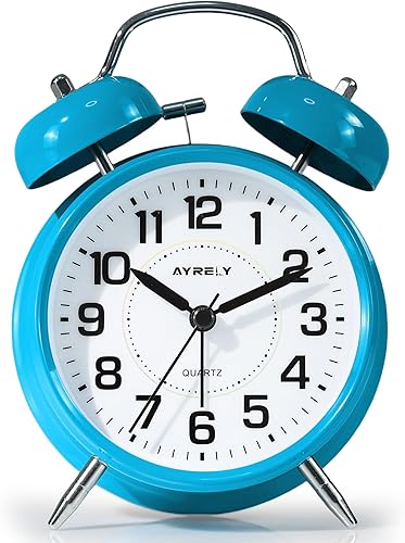 Miniatura 16 de Reloj despertador súper ruidoso para adultos que duermen pesadamente, doble campana, retro, de 4 pulgadas, silencioso, sin tictac, de cuarzo con luz