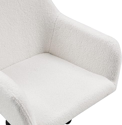 Miniatura 8 de Goujxcy Silla de oficina en casa, moderna silla de escritorio de piel sintética copetuda con respaldo medio, silla giratoria ajustable para oficina