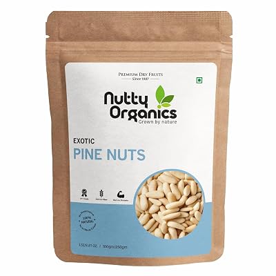 Nutty Organics 100% Natural Exotic Pine Nuts - 100 Gram | Chilgoza Giri | Chilgoja Seeds | Pine Seeds Jumbo Size | Pure 