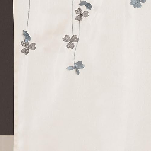 Miniatura 3 de Lush Decor cortina de ducha con flores que caen, Poliéster, Marfil, azul, Estándar