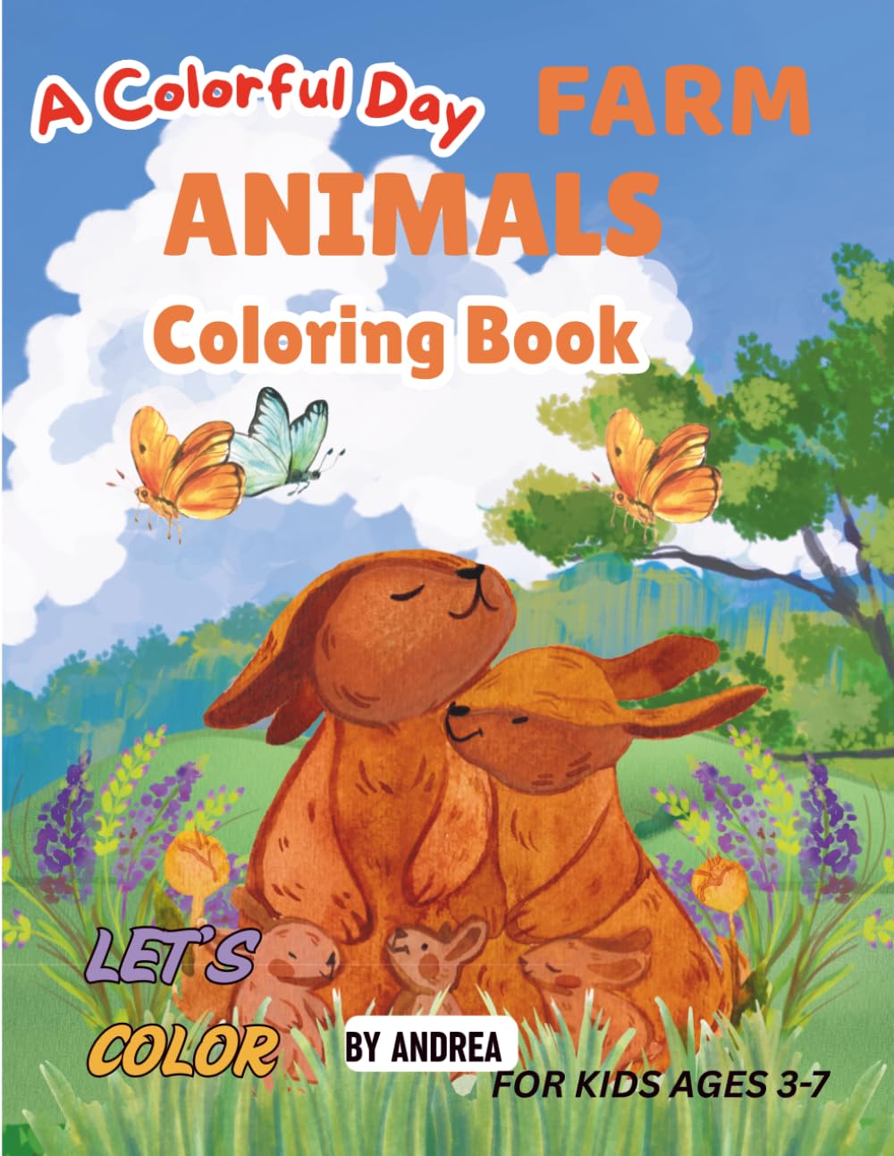 Farm Animals Coloring Book: Cute and Easy Coloring book for kids