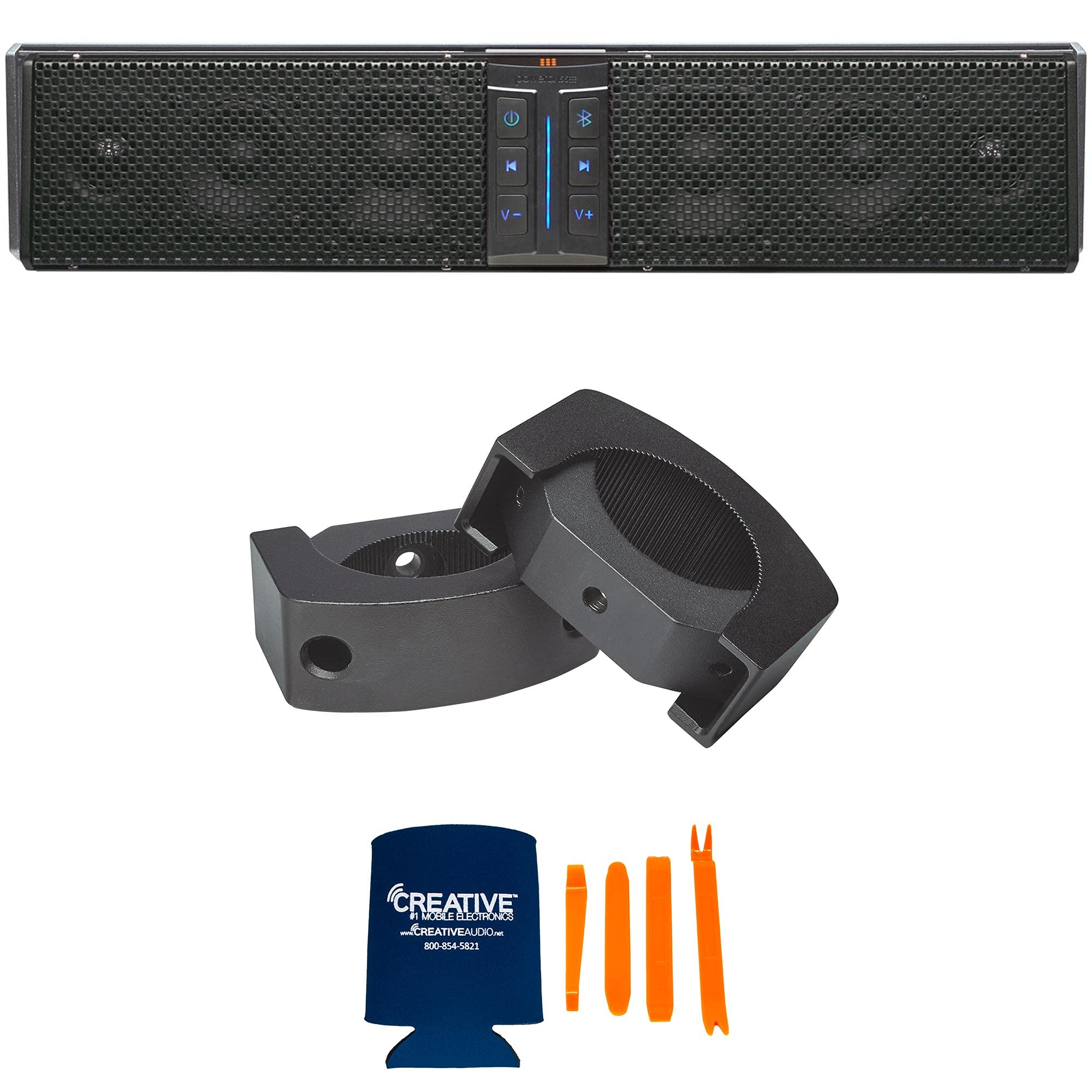 PowerBass 1 XL-650 6 Speaker Bluetooth Powersports Soundbar and 1 Set of XL-SBCLAMP2 XL Sound Bar Universal C-Clamps