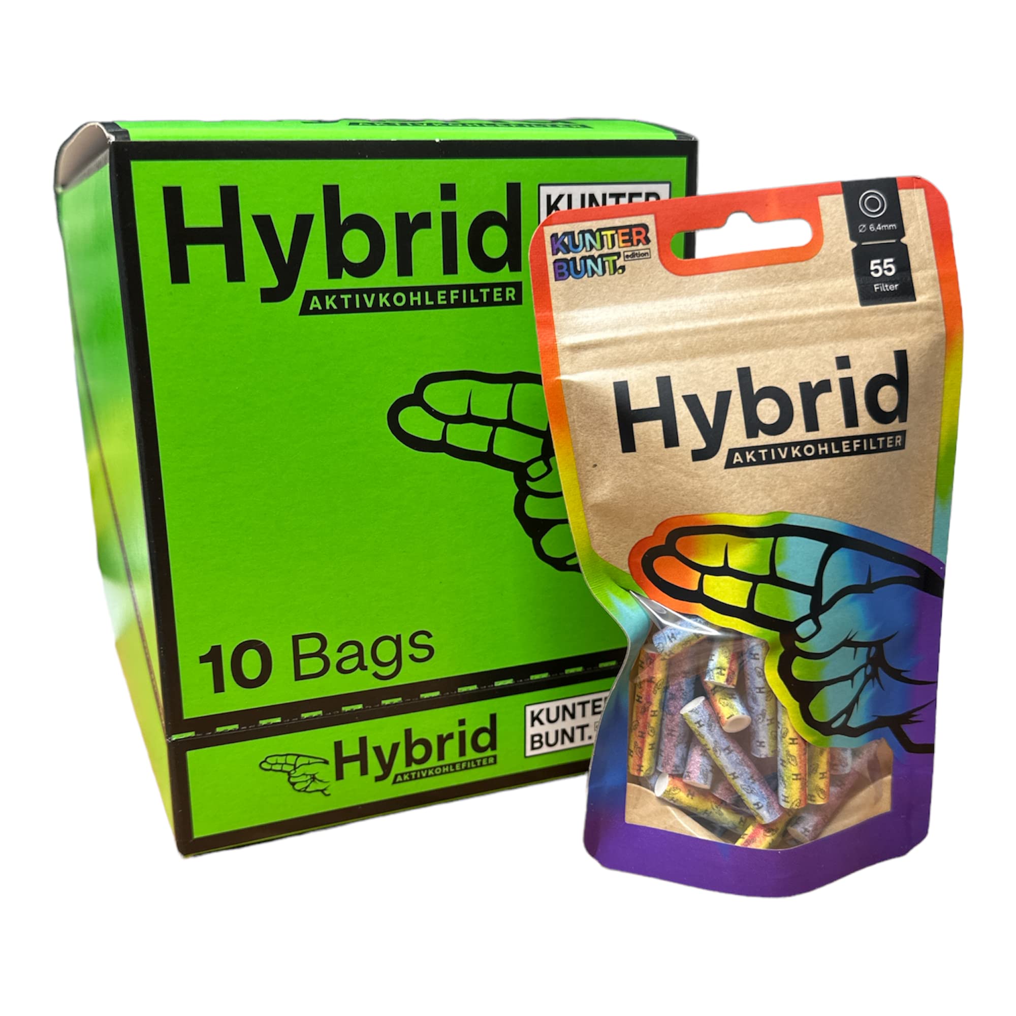 20434 Hybrid Supreme Filtre à charbon actif Slim 10 sachets de 55 filtres Multicolore