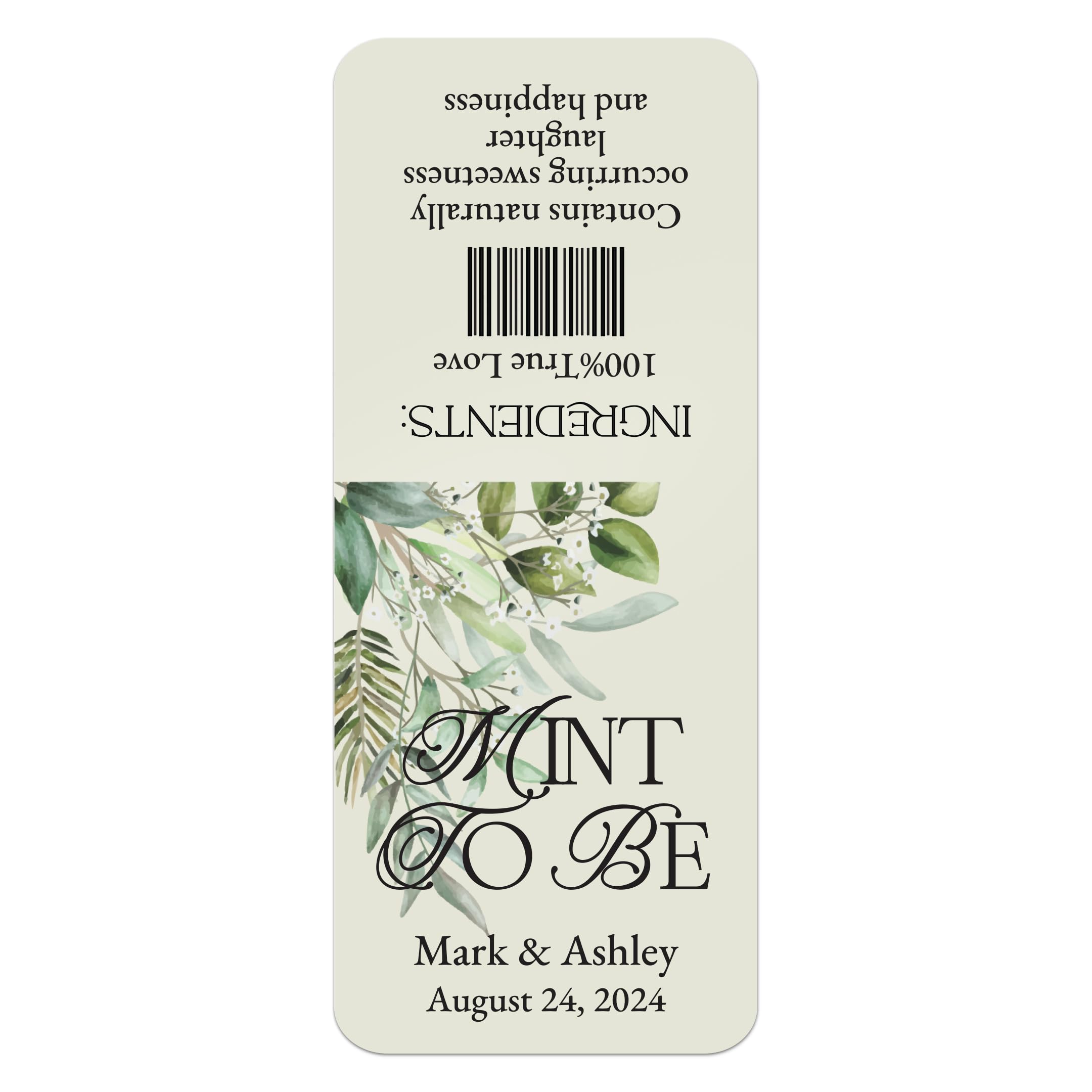 XOXOKristen 25 PCS Personalized Mint To Be Wedding Favor Stickers For Tic TACS Box, Custom Mint Labels With Date And Name Personalization, Pink And Green Designs With Greenery Flower - Labels - View #2