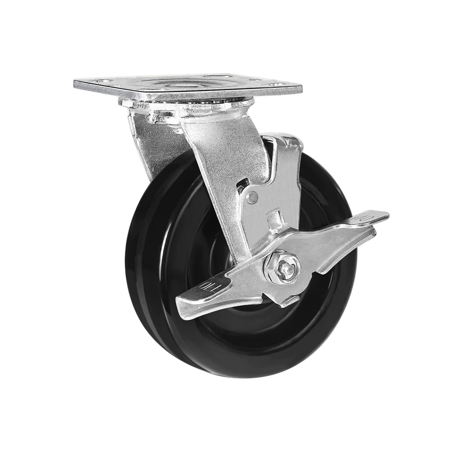 HANDSAMMU'S 6x2 Heavy Duty Casters, Industrial Caster with Strong Capacity 1200 Lb, High Temperature Resistance: -50f to +250f. Use for Dollies, Workbench (6 inch, 1 Brake)