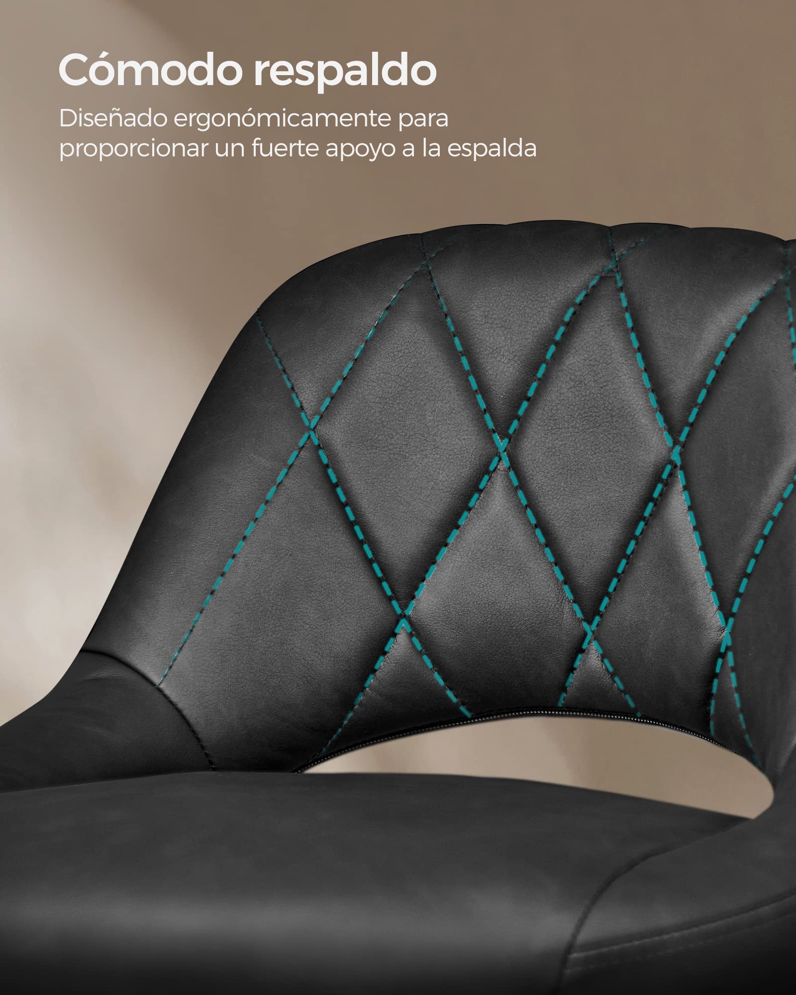 SONGMICS Taburete de Bar, Juego de 2, Sillas de Cocina con Marco de Metal Estable y Cubierta de Cuero Sintético, Reposapiés, Altura de Asiento Ajustable, Fácil Montaje, Vintage, Antracita LJB072B01