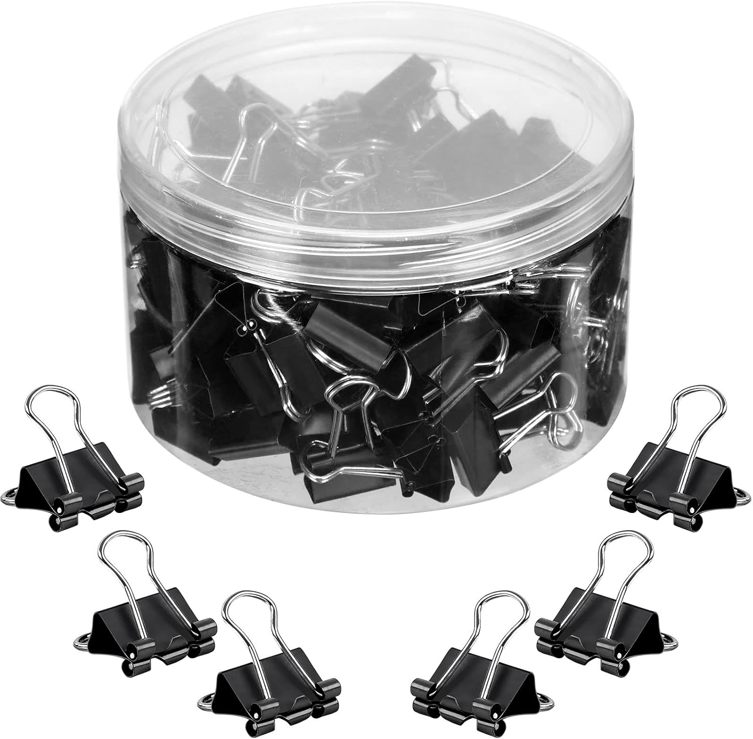 JANYUN Small Binder Clips, 150Pcs 19mm/0.75 Inch Small Paper Clamps Metal Clips for Office School Home Supplies (Black)